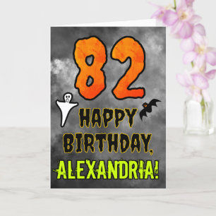 Carte 82e anniversaire : Eerie Halloween Thème + Nom Per