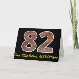 Carte 82e anniversaire - Motif de mur de briques "82" av