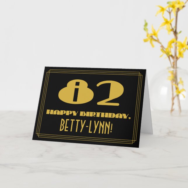 Carte 82e Anniversaire : Nom + Décoration inspirée de l' (Fleur jaune)