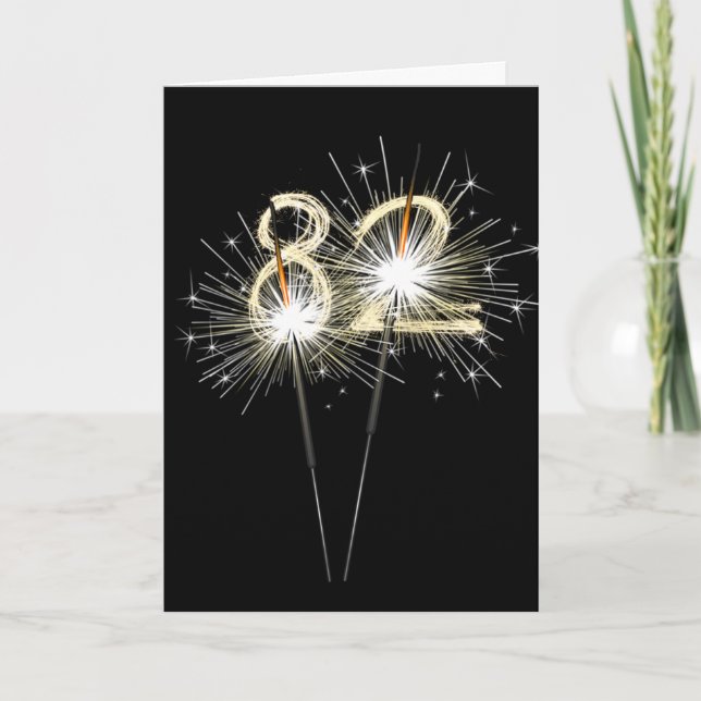 Carte 82e anniversaire Sparklers en noir (Devant)