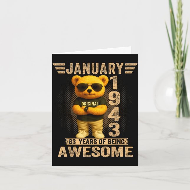 Carte 83 Year Old January 1943 Teddy Bear 83rd Birthday  (Devant)