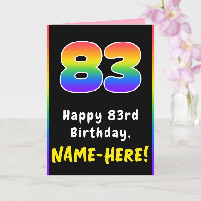 Carte 83e anniversaire : Arc-en-ciel coloré # 83, Nom pe (Orchidée)