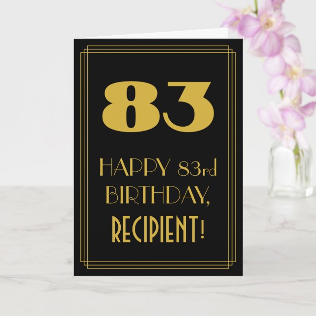 Carte 83e anniversaire - Art Déco Inspiré Look "83" & No (Orchidée)