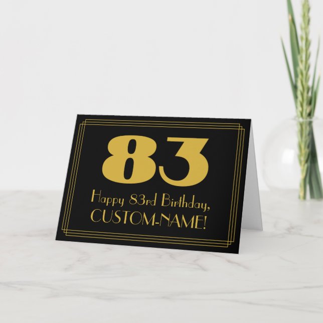Carte 83e anniversaire : Art Déco Inspiré Look "83" & No (Devant)