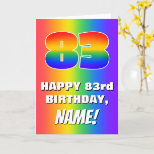 Carte 83e anniversaire : coloré, amusant Motif arc-en-ci