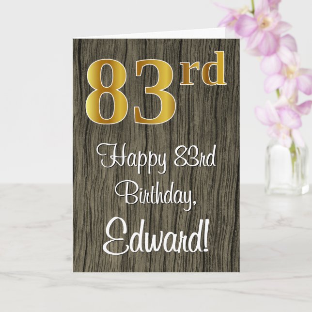 Carte 83e anniversaire : Elégant look d'or Faux #, Faux  (Orchidée)