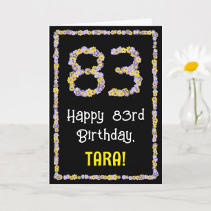 Carte 83e anniversaire : Floral Flowers Numéro, Nom pers