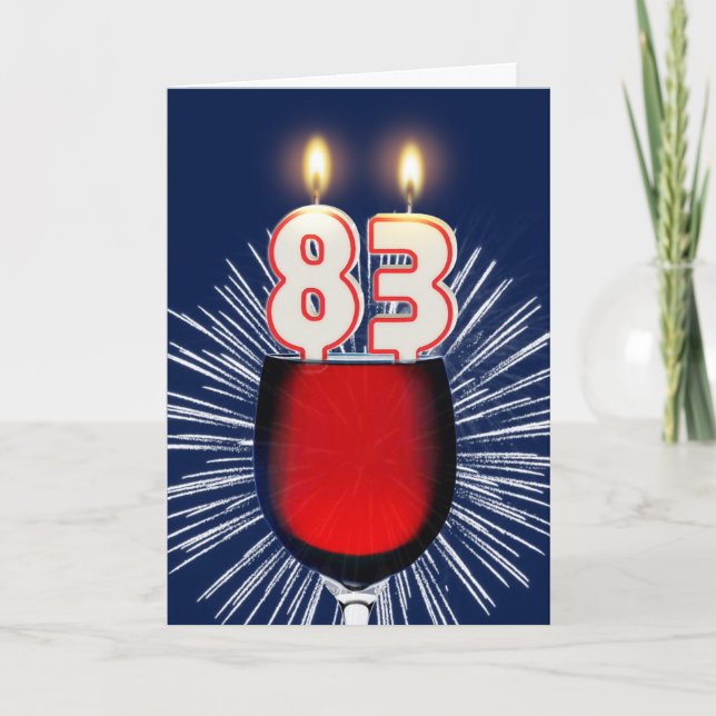 Carte 83ème anniversaire avec vin et bougies (Devant)