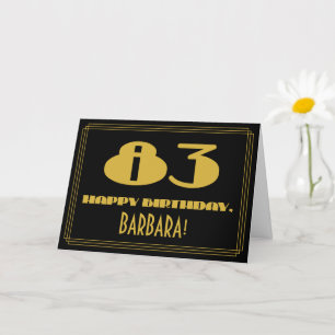 Carte 83ème anniversaire : Nom + Art Déco Inspiré Look "