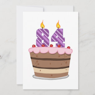 Carte 84 ans sur le gâteau d'anniversaire