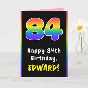 Carte 84e anniversaire : Arc-en-ciel coloré # 84, Nom pe