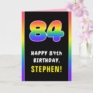 Carte 84e anniversaire : Arc-en-ciel coloré # 84, Nom pe