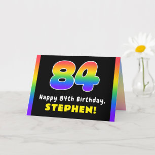 Carte 84e anniversaire : Arc-en-ciel coloré # 84, Nom pe