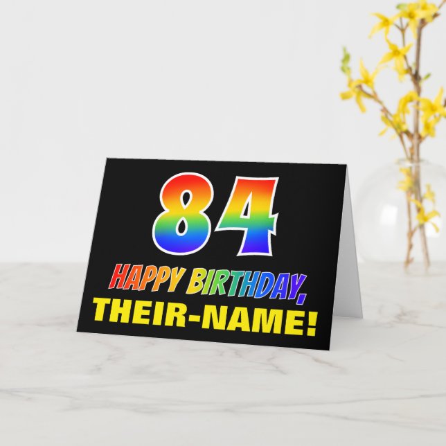 Carte 84e anniversaire : Bold, amusant, simple, arc-en-c (Fleur jaune)