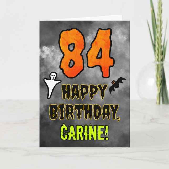 Carte 84e anniversaire : Eerie Halloween Thème + Nom per (Devant)