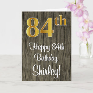 Carte 84e anniversaire : Élégant faux or #, Faux bois