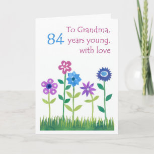 Carte 84e anniversaire pour grand-mère - Fleurs