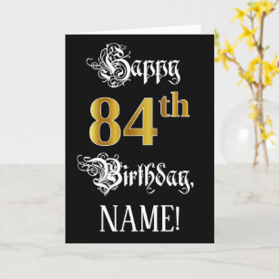 Carte 84e anniversaire — Script fantaisie; look or Faux;