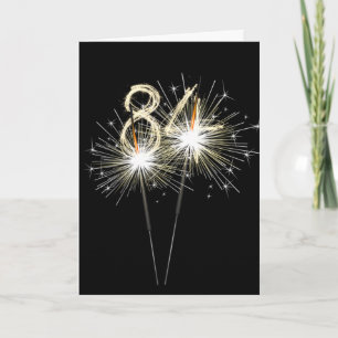 Carte 84e anniversaire Sparklers en noir