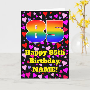 Carte 85e anniversaire : Amour Hearts Motif, Arc-en-ciel