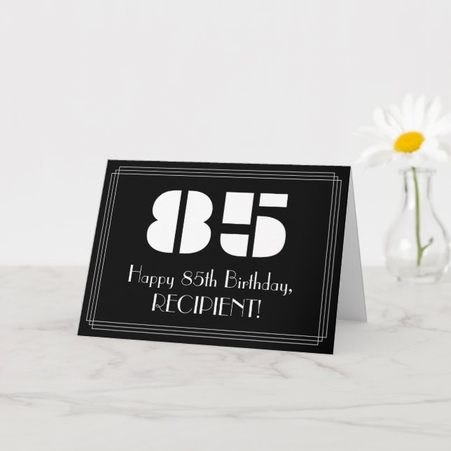 Carte 85e anniversaire : Art Déco Inspiré Look "85" & No (Petite plante)