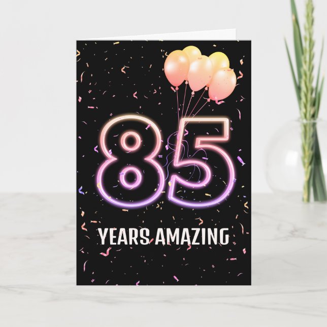 Carte 85e anniversaire Ballons et Confetti (Devant)