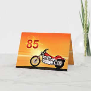 Carte 85e anniversaire Coucher de soleil de moto