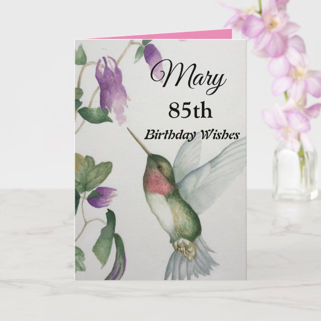 Carte 85e anniversaire Elegant Hummingbird Greeting Card (Orchidée)