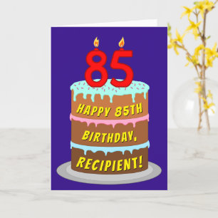 Carte 85e anniversaire : Fun Cake and Candles + Nom pers