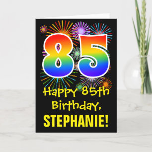 Carte 85e anniversaire : motif de feux d'artifice amusan