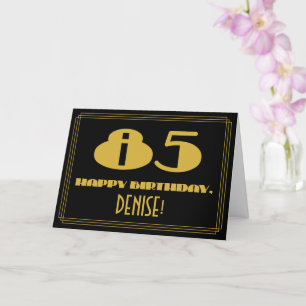 Carte 85e anniversaire : Nom + Art Déco Inspiré Look "85