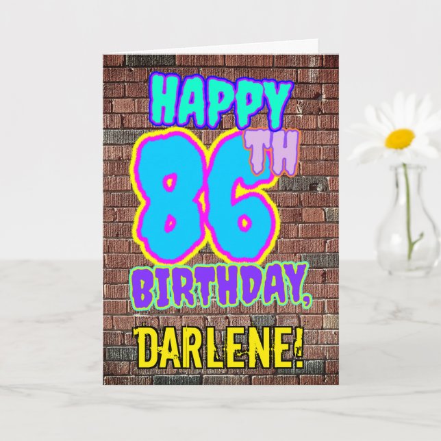 Carte 86e anniversaire - Amusant, Graffiti urbain inspir (Petite plante)