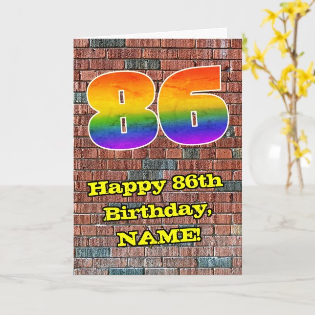 Carte 86e anniversaire : Arc en ciel inspiré par les gra (Fleur jaune)