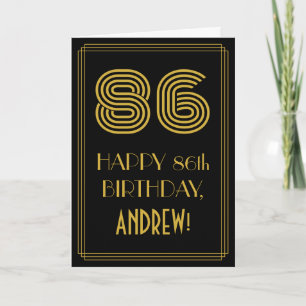 Carte 86e anniversaire : Art Déco Inspiré Look "86" & No