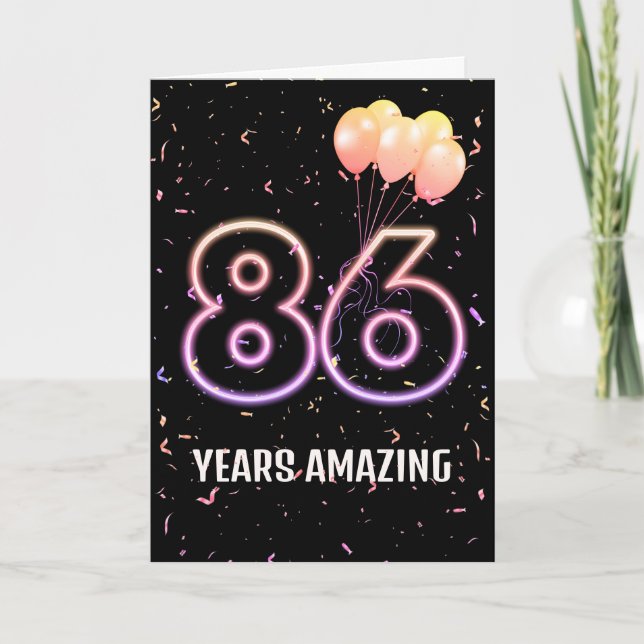 Carte 86e anniversaire Ballons et Confetti (Devant)