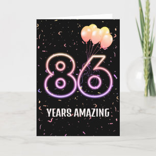 Carte 86e anniversaire Ballons et Confetti