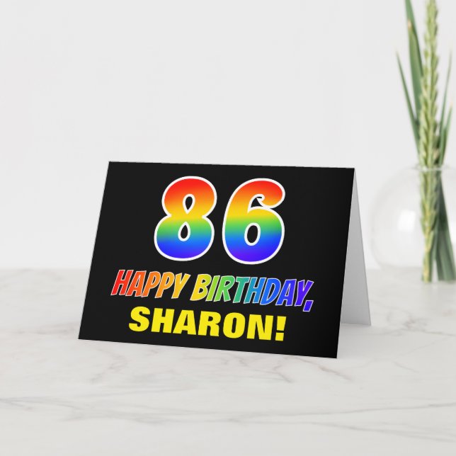 Carte 86e anniversaire : Bold, amusant, simple, arc-en-c (Devant)