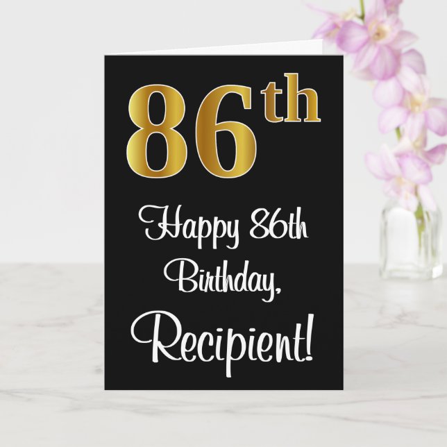 Carte 86e anniversaire ~ Elégant Luxueux Faux Gold Look  (Orchidée)