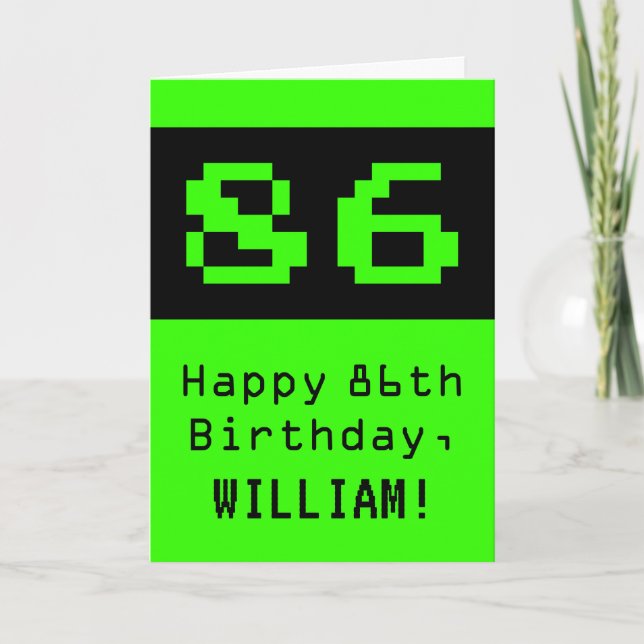 Carte 86e anniversaire : Nerdy / Geeky Style "86" et nom (Devant)