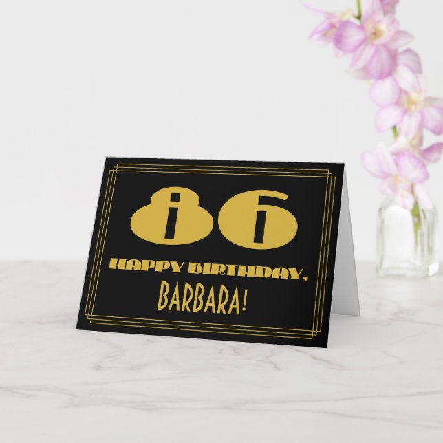 Carte 86e anniversaire : Nom + Art Déco Inspiré Look "86 (Orchidée)