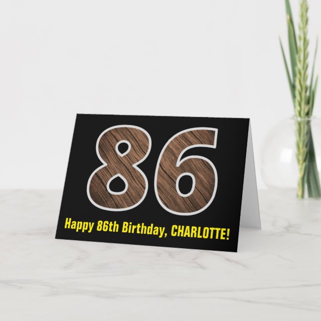 Carte 86e anniversaire : Nom + Faux Motif de grains de b (Devant)