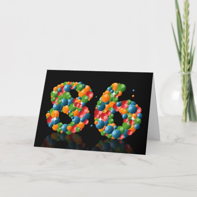 Carte 86ème anniversaire avec des numéros formés à parti (Devant)
