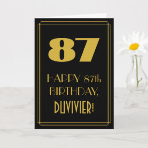 Carte 87e anniversaire - Art Déco Inspiré Look "87" & No