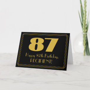 Carte 87e anniversaire : Art Déco Inspiré Look "87" & No