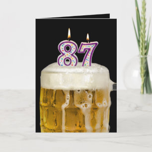 Carte 87e anniversaire Bière sur noir