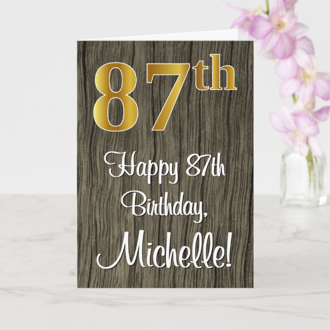 Carte 87e anniversaire : Elégant look d'or Faux #, Faux  (Orchidée)