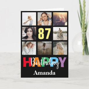 Carte 87e anniversaire heureux Collage photo moderne noi