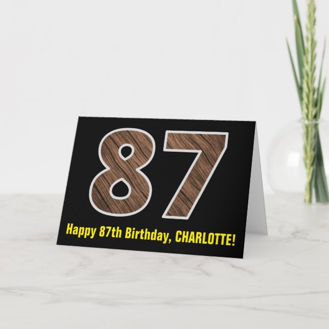Carte 87e anniversaire : Nom + Faux Motif de céréales bo (Devant)