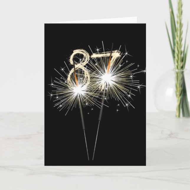 Carte 87e anniversaire Sparklers en noir (Devant)