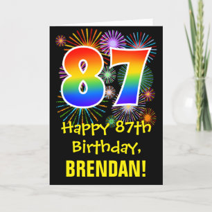 Carte 87ème anniversaire : Fun Fireworks Motif + Rainbow